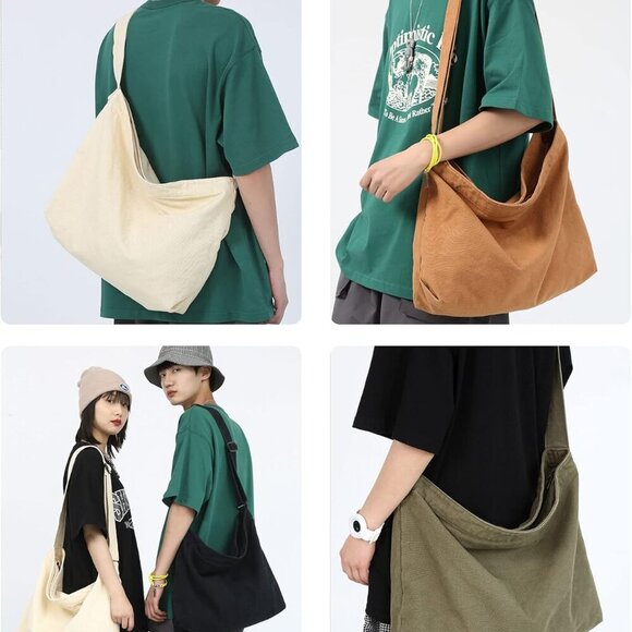 Canvas Messenger Bag Unisex Large Tote Crossbody Durable Lightweight - Picture 5 of 6